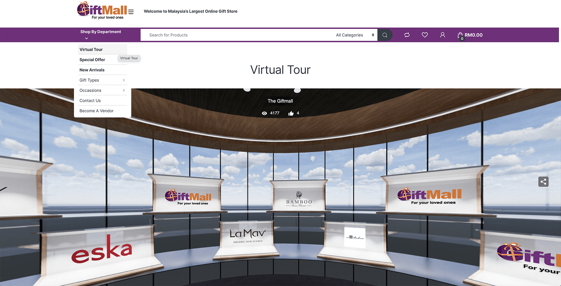 The virtual mall is embedded on Giftmall’s online marketplace to engage visitors and allow all the merchants to present their gift suggestions.